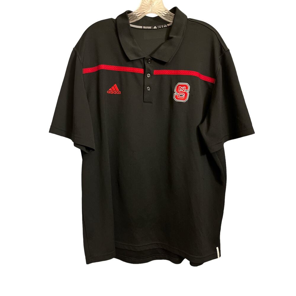 Adidas North Carolina State College NCAA Polo XL Sports Athletic Black Red Shirt